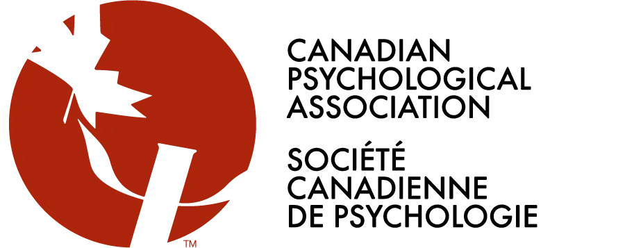 A stylized red logo with the text “Canadian Psychological Association” in English and French characters on a transparent background, in relation to the clear branding seen at Monumé Psychology assessment clinic in Mississauga.
