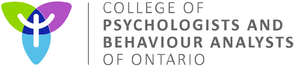 Logo of the College of Psychologists and Behaviour Analysts of Ontario with abstract human figure and text in grey.