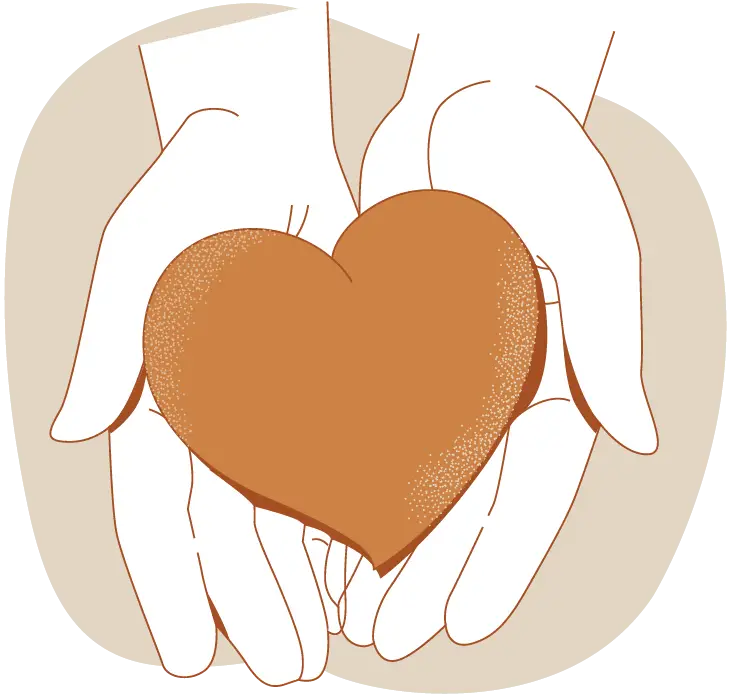 A pair of hands gently holding a brown heart-shaped object against a beige background, symbolizing the care and support offered at Monumé Psychology assessment clinic for learning and ADHD testing.